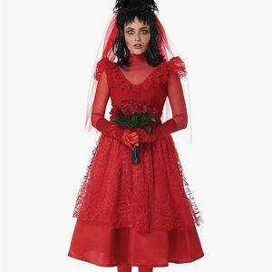 California Costumes Red Gothic Dress with Veil